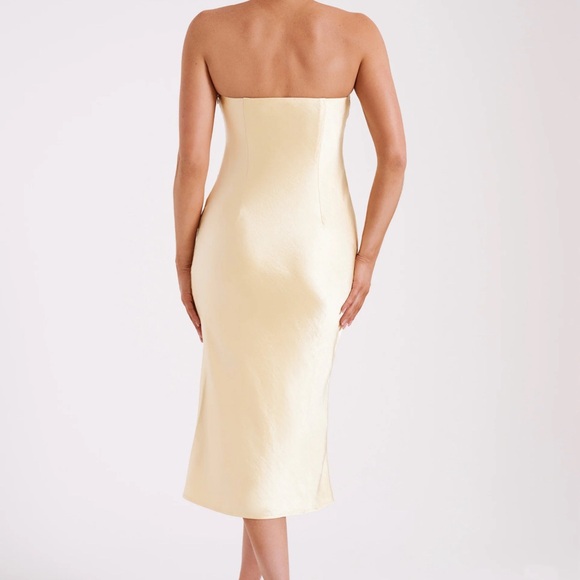 MESHKI Strapless Midi Dress- Butter Yellow - Picture 4 of 7